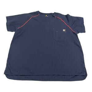 Carhartt Mens Size XL Ripstop Raglan Sleeve V Neck Medical Scrub Top C15308 Navy